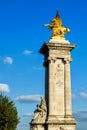 Pont Alexandre III, the gilded statue of Fame, Paris Royalty Free Stock Photo