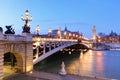 Pont Alexandre III and Grand Palais at dusk, Paris