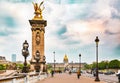 Pont Alexandre III and Les Invalides in Paris, France. Royalty Free Stock Photo