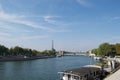 Pont Alexandre III Alexandre 3rd Bridge Paris, France - River Seine, Eiffel Tower. Cityscape with houseboats Royalty Free Stock Photo