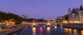 The Pont au Change, bridge over river Seine and the Conciergerie, a former royal palace and prison in Paris. Royalty Free Stock Photo