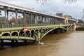 Pont Bir-Hakeim during Flood of the Seine river in Paris