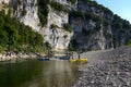 River bend of ArdÃÂ¨che river with kayaks