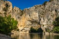 Pont D`Arc, rock arch over the Ardeche River in France Royalty Free Stock Photo