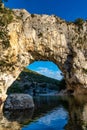 Pont D`Arc, rock arch over the Ardeche River in France Royalty Free Stock Photo