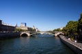 Pont d`Arcole bridge on the Seine river, Paris