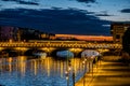 Pont de Bercy with metro in Paris during blue hour in summer Royalty Free Stock Photo