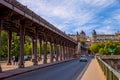 The Pont de Bir-Hakeim bridge in Paris, France
