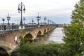 Pont de Pierre, bridge over Garonne river in Bordeaux, France Royalty Free Stock Photo