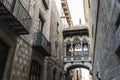 Pont del Bisbe Bishop Bridge in Barcelona, Catalonia, Spain Royalty Free Stock Photo