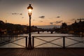 Pont des arts street lamp at night, Paris