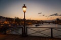 Pont des arts street lamp at night, Paris Royalty Free Stock Photo