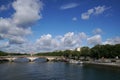 Pont des Invalides as it seen from the Pont Alexandre III in Paris Royalty Free Stock Photo