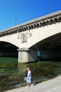 Pont d Iena bridge detail, Sunlight, Blue sky, children Paris Royalty Free Stock Photo