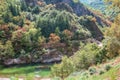 The Pont du Diable or Devil Bridge is a Roman bridge that spans the river Ardeche Royalty Free Stock Photo