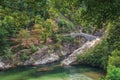 The Pont du Diable or Devil Bridge is a Roman bridge that spans the river Ardeche Royalty Free Stock Photo