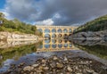 Pont du Gard - ancient roman aqueduct in southern France Royalty Free Stock Photo