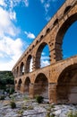 Pont du Gard close view of aqueduct vertical Royalty Free Stock Photo