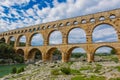 Pont du Gard, an old Roman aqueduct near Nimes in Southern Franc Royalty Free Stock Photo