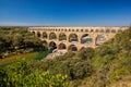 Pont du Gard is an old Roman aqueduct in Provence, France Royalty Free Stock Photo