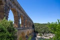 Pont du Gard, a part of Roman aqueduct in southern France near Nimes, South France. Royalty Free Stock Photo