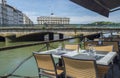 Pont Mayou bridge and Mairie de Bayonne in Aquitaine, France.