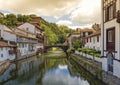 Pont and Nive river at Saint-Jean-Pied-de-Port, France Royalty Free Stock Photo