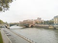 Pont Notre-Dame on a cloudy day, Paris, France.