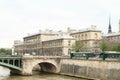 Pont Notre Dame with HÃÂ´tel-Dieu Royalty Free Stock Photo