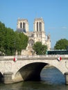 Pont Notre Dame River Seine Notre Dame Cathedral Paris France Royalty Free Stock Photo