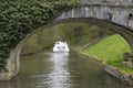 Pont Port Brule and canal boat, Port BrÃÂ»le, La Collancelle, Nievre, Burgundy