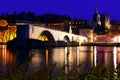 Pont Saint-Benezet and Avignon Cathedral at night Royalty Free Stock Photo