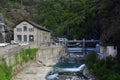 Pont Saint Martin, Aosta Valley, Italy. -10/11/2020- The ancient hydroelectric power station in liberty style on the river Lys