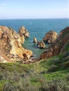 Ponta da Piedade group rock along coastline Portugal