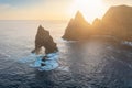 Ponta de Sao Lourenco, Madeira,Portugal. Beautiful scenic mountain view of green landscape,cliffs and Atlantic Ocean. Royalty Free Stock Photo