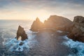 Ponta de Sao Lourenco, Madeira,Portugal. Beautiful scenic mountain view of green landscape,cliffs and Atlantic Ocean. Royalty Free Stock Photo