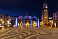 Main square of Ponta Delgada at night, Azores, Portugal. Royalty Free Stock Photo