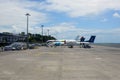 The plane SATA Air Acores landed at the airport of Ponta Delgada, the island of San Miguel, Azores.