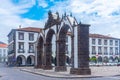 Ponta Delgada, Portugal, June 25, 2021: Portas da Cidade archway Royalty Free Stock Photo