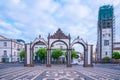 Ponta Delgada, Portugal, June 23, 2021: Portas da Cidade archway Royalty Free Stock Photo