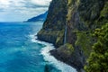 Ponta do Poiso waterfall on the north coast of the Madeira, Portugal