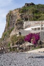 Ponta Do Sol pebble beach and cliff with wild nature Royalty Free Stock Photo