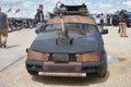 Pontarlier - Bourgogne Franche ComtÃÂ© France - June 16th 2019 - Visitor Of A Local Car Rallye Admires Chrome Post Apocalyse Style