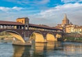 Ponte Coperto or covered bridge over Ticino river in Pavia, Lombardy, italy Royalty Free Stock Photo