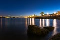 Ponte 25 de Abril Bridge Famous Architectural Sight Lisbon Portugal Landscape Twilight Royalty Free Stock Photo