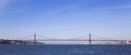 Ponte 25 de Abril Bridge profile in Lisbon, Portugal. Royalty Free Stock Photo