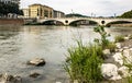 The Ponte della Vittoria is located in Verona on the Adige river. It owes its name to the victory of Vittorio Veneto, a battle tha Royalty Free Stock Photo