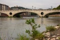 The Ponte della Vittoria is located in Verona on the Adige river. It owes its name to the victory of Vittorio Veneto, a battle tha Royalty Free Stock Photo