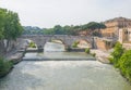 Ponte Fabricio and Isola Tiberina in Rome, Italy Royalty Free Stock Photo