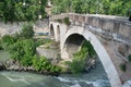 Ponte Fabricio and Isola Tiberina in Rome, Italy Royalty Free Stock Photo